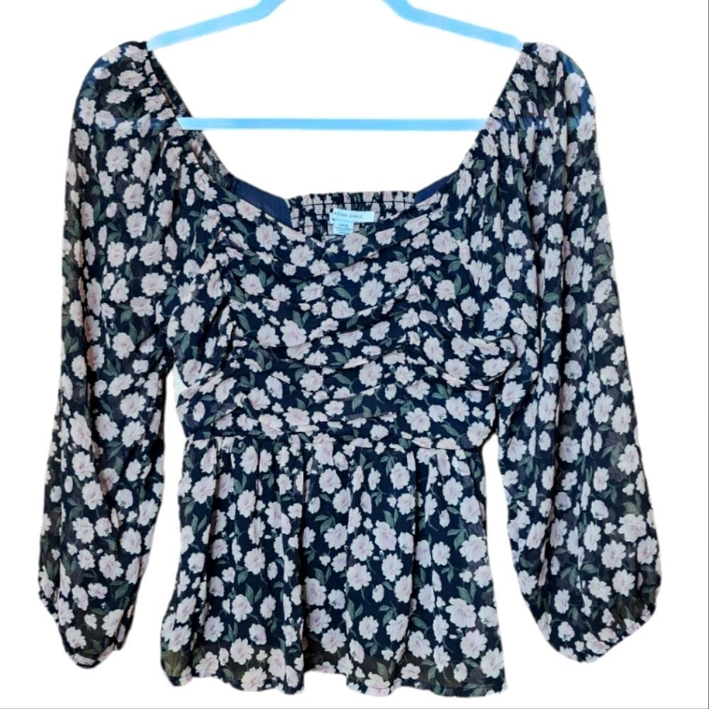 American Eagle Chiffon Floral Blouse
